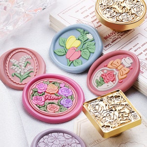 Geprägte Blumen Serie | Siegelstempel | Geprägter Kupferkopf | Metallstempel | Personalisierter Stempel | Für Karte, Umschläge, Hochzeitseinladung