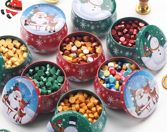 Christmas Tin Can Wax Seal Beads Sealing Wax Beads For Envelopes Wax Melt Gold Beads Wedding Invitations 260 beads Two Color Package Jar