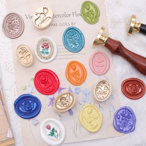 Lotus Serie | Siegelstempel | Geprägter Kupferkopf | Metallstempel | Personalisierter Stempel | Für Karten, Umschläge, Hochzeitseinladungen