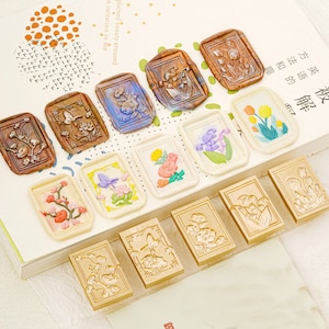 Chinesische Blumen Serie | Siegelstempel | Geprägter Kupferkopf | Metallstempel | Personalisierter Stempel | Für Karten, Umschläge, Hochzeitseinladungen