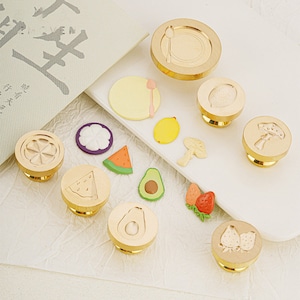 Mini Fruity Serie | Wachssiegel Stempel | Geprägter Kupferkopf | Metallstempel | Personalisierter Stempel | Für Karten, Umschläge, Hochzeitseinladungen