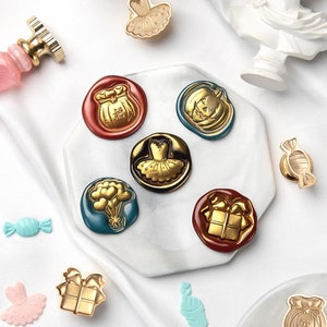 Süßigkeits-Ballonserie | Siegelstempel | geprägter Kupferkopf | Metallstempel | Personalisierter Stempel | Für Karten, Umschläge, Hochzeitseinladungen