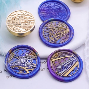 Reisetagebuch Serie | Wachssiegel Stempel | Geprägter Kupferkopf | Metallstempel | Personalisierter Stempel | Für Karten, Umschläge, Hochzeitseinladungen