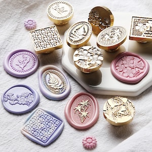 Botanische niedliche Serie | Wachssiegel Stempel | geprägter Kupferkopf | Metallstempel | Personalisierter Stempel | Für Karten, Umschläge, Hochzeitseinladungen