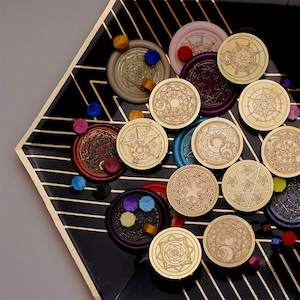 Magic Circle Serie | Siegelstempel | Geprägter Kupferkopf | Metallstempel | Personalisierter Stempel | Für Umschläge, Hochzeitseinladung