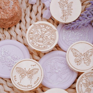 Schmetterling Serie | Wachssiegel Stempel | Geprägter Kupferkopf | Metallstempel | Personalisierter Stempel | Für Karten, Umschläge, Hochzeitseinladungen