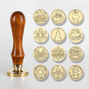 Weihnachtsserie | Wachssiegel Stempel | Geprägter Kupferkopf | Metallstempel | Personalisierter Stempel | Für Karten, Umschläge, Hochzeitseinladungen