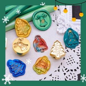 3D Weihnachtsserie | Wachssiegel Stempel | Geprägter Kupferkopf | Metallstempel | Personalisierter Stempel | Für Karten, Umschläge, Hochzeitseinladungen