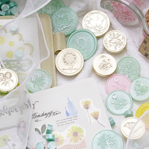 Grüne Pflanzen Serie | Wachssiegel Stempel | Geprägter Kupferkopf | Metallstempel | Personalisierter Stempel | Für Karten, Umschläge, Hochzeitseinladungen