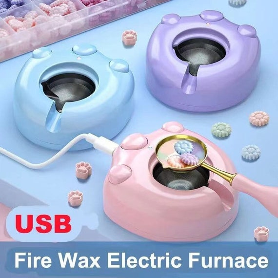 Fire Wax Furnace Pot Warmer Melts Electric Heater Wax Beads Cat Claw Fire  Paint Stove Set Melting Seal Furnace Spoon Set for Wax Seal Stamp 