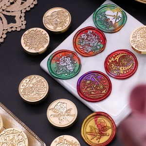 Rosengarten Serie | Siegelstempel | Geprägter Kupferkopf | Metallstempel | Personalisierter Stempel | Für Karten, Umschläge, Hochzeitseinladungen