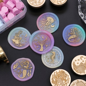 Ocean Serie | Wachssiegel Stempel | Geprägter Kupferkopf | Metallstempel | Personalisierter Stempel | Für Karten, Umschläge, Hochzeitseinladungen
