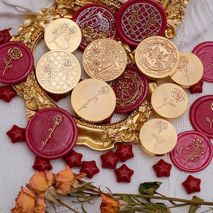 Witch's Rose Garden Serie | Wachssiegel Stempel | Geprägter Kupferkopf | Metallstempel | Personalisierter Stempel | Für Karten, Umschläge