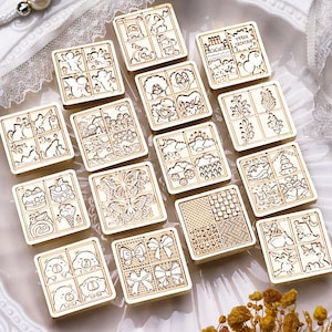 Niedliche Vier-Quadrat-Serie Cute Cat Love | Siegelstempel | Kupferkopf | Metallstempel | Personalisierter Stempel | Für Karten, Umschläge, Einladungen