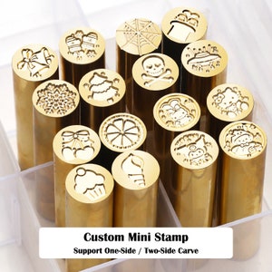 Mini sello personalizado de 1,5 cm, una cara y dos caras / Sello de lacre / Cabeza de cobre / Sello metálico / Sello personalizado / Para sobres e invitaciones