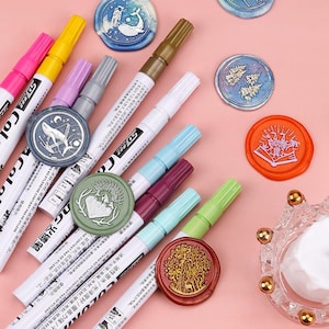 New Upgrade! 10 Colors Wax Seal Pen, Highlight Colorful Pen, Painting Pen for Seal Stamp, Wax Coloring Pen, More Lasting and More Brighter
