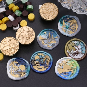 Hawaii Serie | Wachssiegel Stempel | Geprägter Kupferkopf | Metallstempel | Personalisierter Stempel | Für Karten, Umschläge, Hochzeitseinladungen