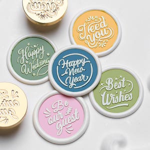 Saludos para bodas, cumpleaños, deseos / Sello de lacre / Cabeza de cobre en relieve / Sello de metal / Para tarjetas, sobres, invitaciones