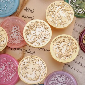Einhorn Serie | Wachssiegel Stempel | Geprägter Kupferkopf | Metallstempel | Personalisierter Stempel | Für Karten, Umschläge, Hochzeit