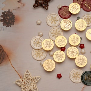 Weihnachtsschneeflocken-Serie | Siegelstempel | Geprägter Kupferkopf | Metallstempel | Personalisierter Stempel | Für Umschläge, Hochzeitseinladung