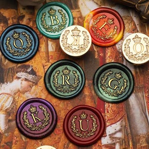 Geprägte Lorbeerkranz Buchstabenserie | Siegelstempel | geprägter Kupferkopf | Metallstempel | Personalisierter Stempel | Für Karten, Umschläge