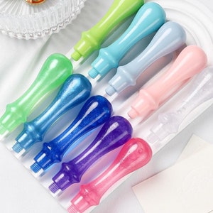 Mango para sello de cera, mango para sello de cera de macarrón, accesorios para sello de cera, mango colorido y transparente para sello de cera