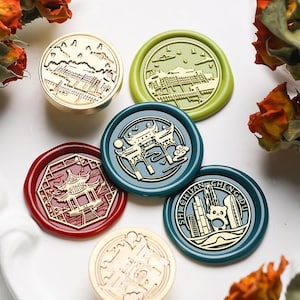 Chinesische Stadt Serie | Siegelstempel | geprägter Kupferkopf | Metallstempel | Personalisierter Stempel | Für Karten, Umschläge, Hochzeitseinladungen