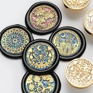 Fairyland Flowers Serie | Siegelstempel | geprägter Kupferkopf | Metallstempel | Personalisierter Stempel | Für Karten, Umschläge, Einladungen