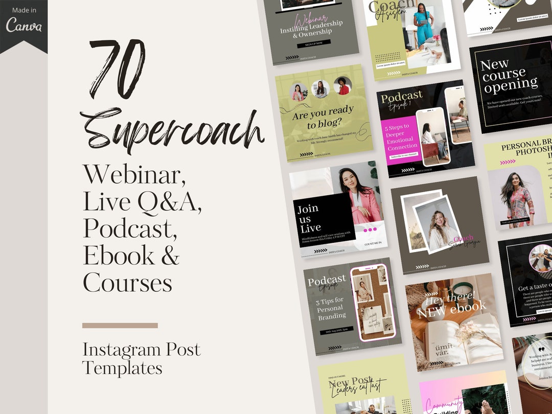 Coach Canva Templates Bundle | Instagram Post Designs for Webinar Live ...