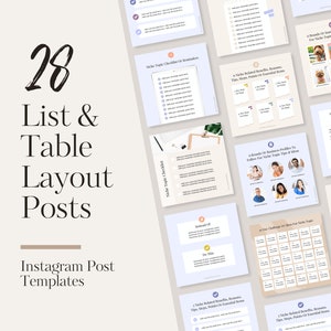 List & Table Layout Instagram Post Canva Templates