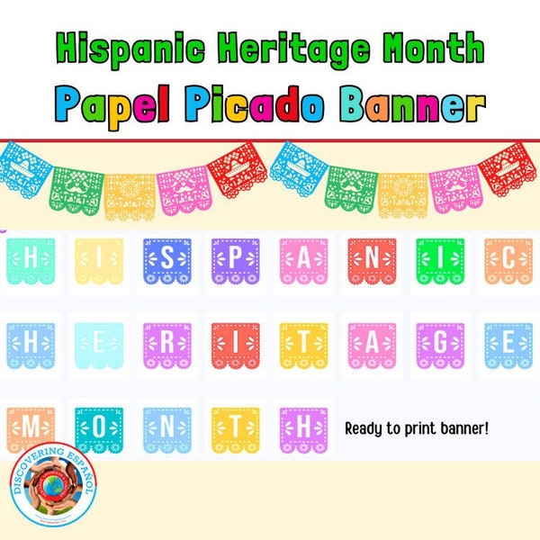 Papel Picado Hispanic Heritage Month Banner Bulletin Board