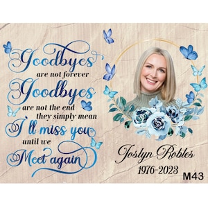 Goodbyes Are Not Forever Goodbyes Are Not The End Sublimation PNG Round Floral Picture Frame For Loss Of Family Editable Name Date Photo    