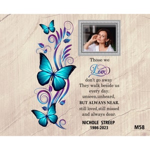 Those We Love Don’t Go Away Poem PNG Butterflies Flying Up Rectangular Picture Frame For Loss Of Family Editable Name Date Photo     
