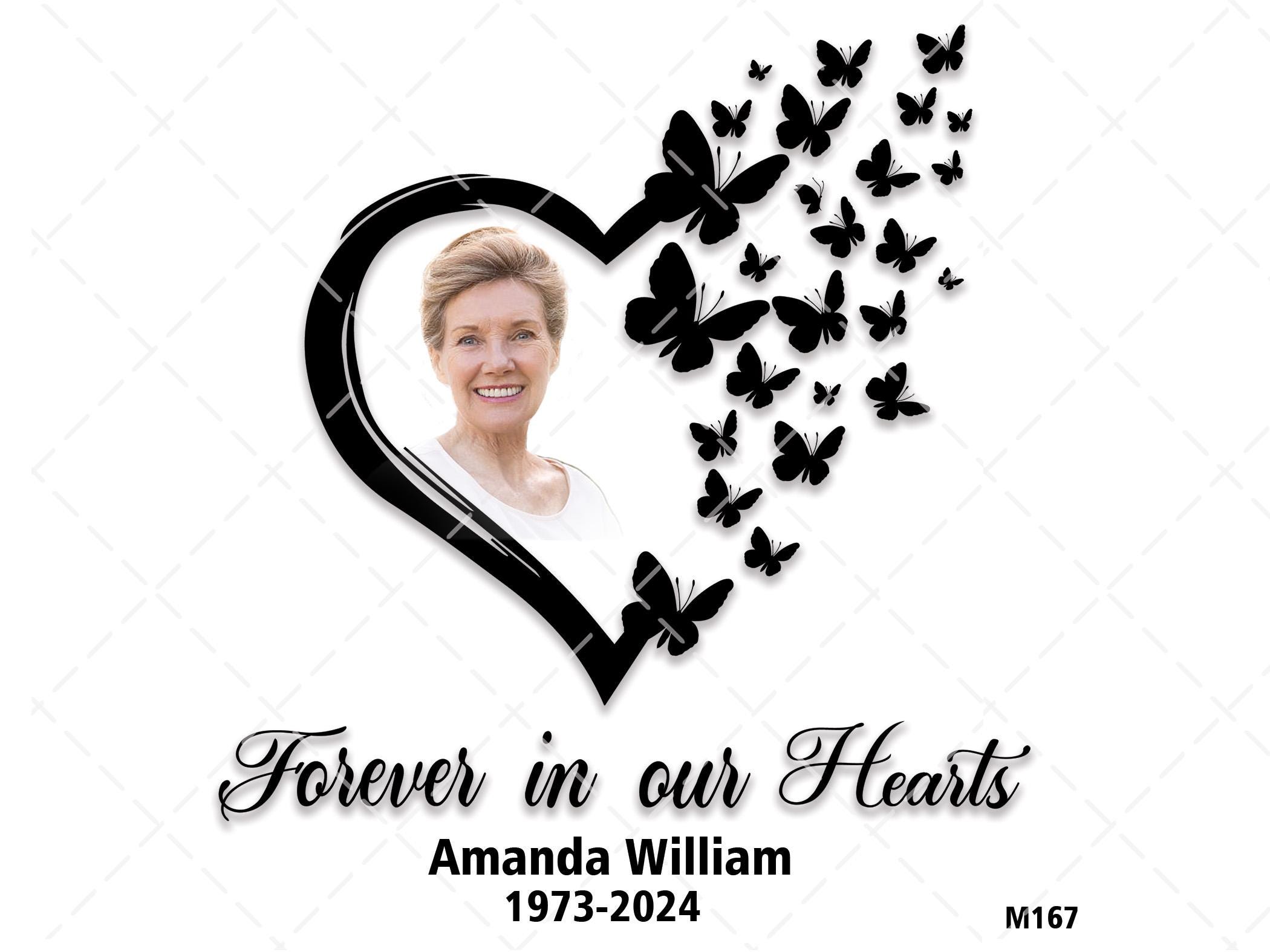 Forever In Our Hearts Butterflies Fly From The Heart SVG PNG Memorial Saying Remembrance Gift For Death Anniversary Editable Name And Photo