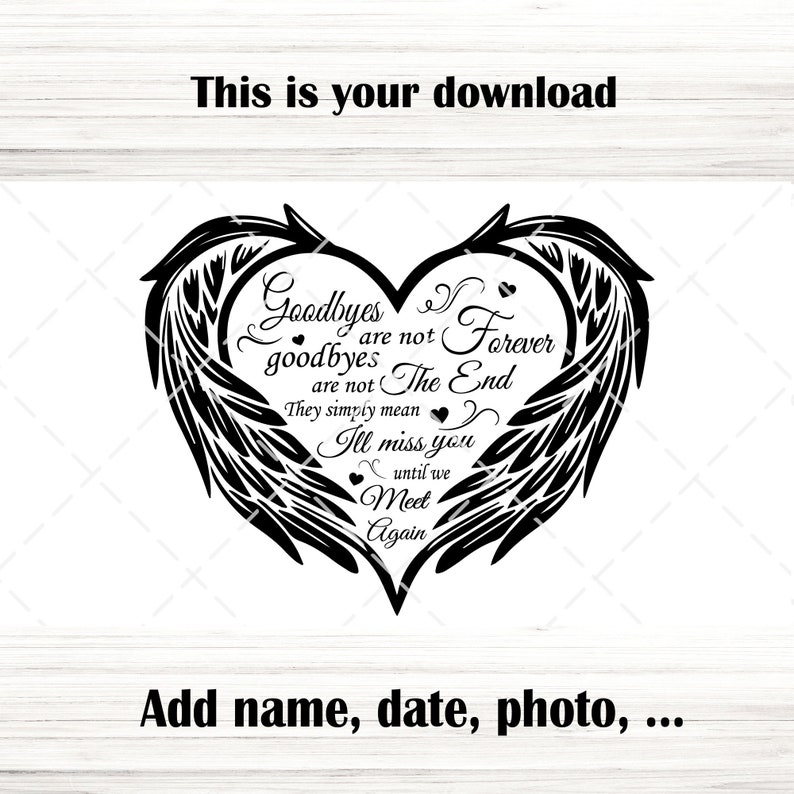 Memorial Heart With Angel Wings SVG PNG, Loss of Loved One (digital ...