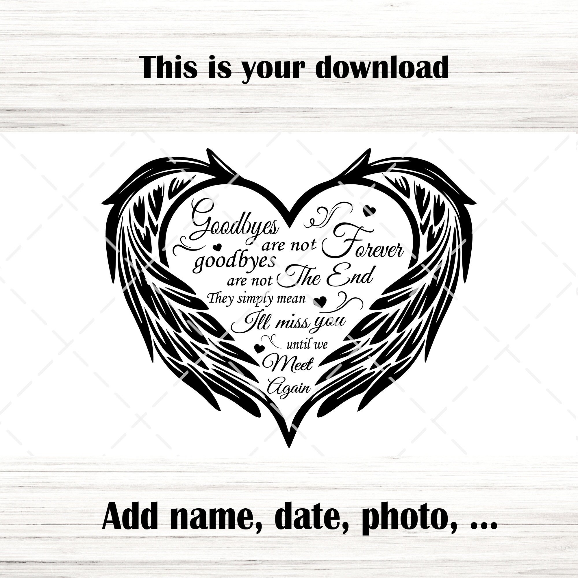 Memorial Heart With Angel Wings SVG PNG, Loss of Loved One (digital ...