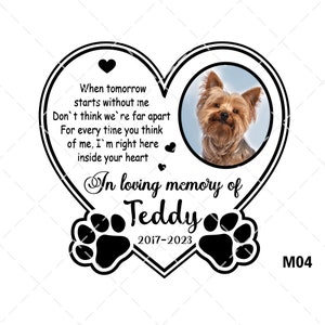 When Tomorrow Starts Without Me Gift Memorial Quote In Memory Of Pet Custom Add Name Date Photo Loss Paw Print Rest In Peace SVG For Pets