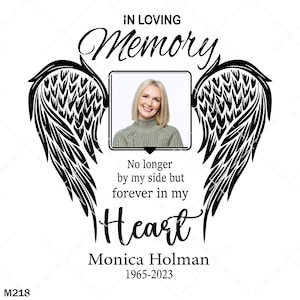 En memoria amorosa Svg, Alas de ángel Svg, Memorial, En memoria de Svg, Ya no a mi lado Svg, Plantilla conmemorativa imprimible, Clipart, Png