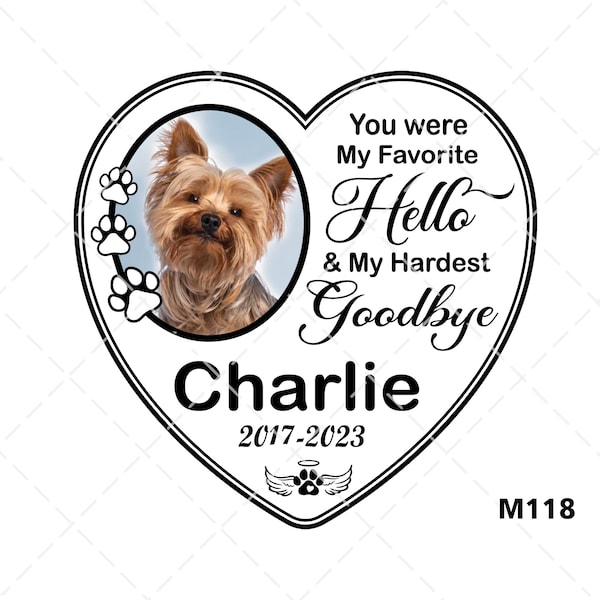 You Were My Favorite Hello & My Hardest Goodbye Dog Remembrance Gift Pet Memorial Dog Picture Frame Custom Paw Prints Gift SVG PNG Files