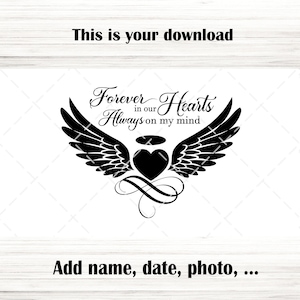 Memorial Heart With Angel Wings SVG PNG (digital Download) - Etsy