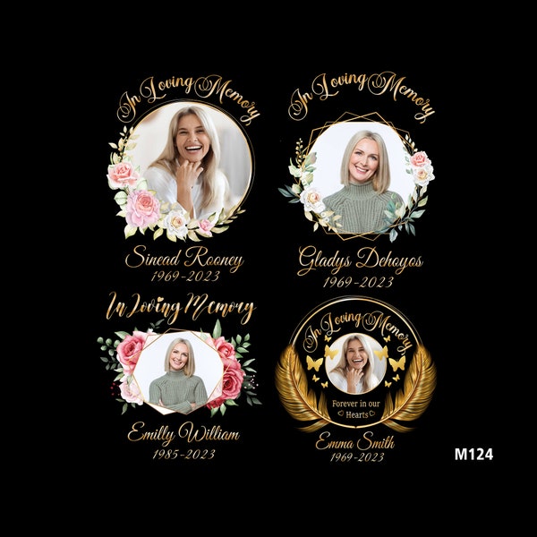 In Loving Memory Floral Frame PNG Bundle Floral Picture Frame PNG For Funeral Sublimation For Loss Of Family  