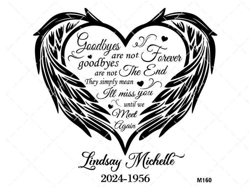 Memorial Heart With Angel Wings SVG PNG, Loss of Loved One (digital ...