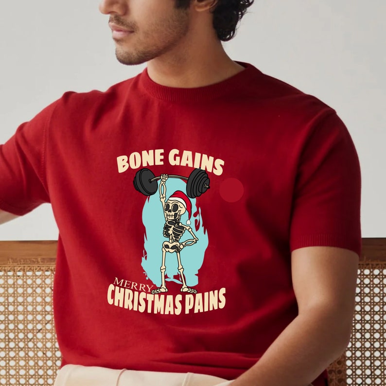 Skeleton Workout Shirt, Skeleton Gym Shirt, Christmas Workout Shirt, Funny Holiday Skeleton