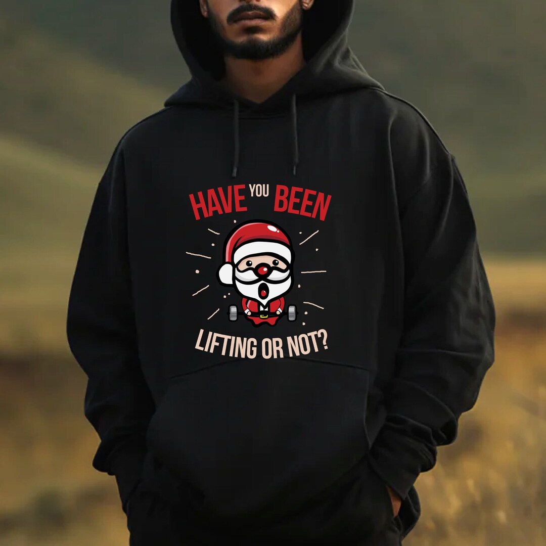 Christmas Gym Hoodie, Santa Claus Fitness Sweater, Bodybuilding Santa
