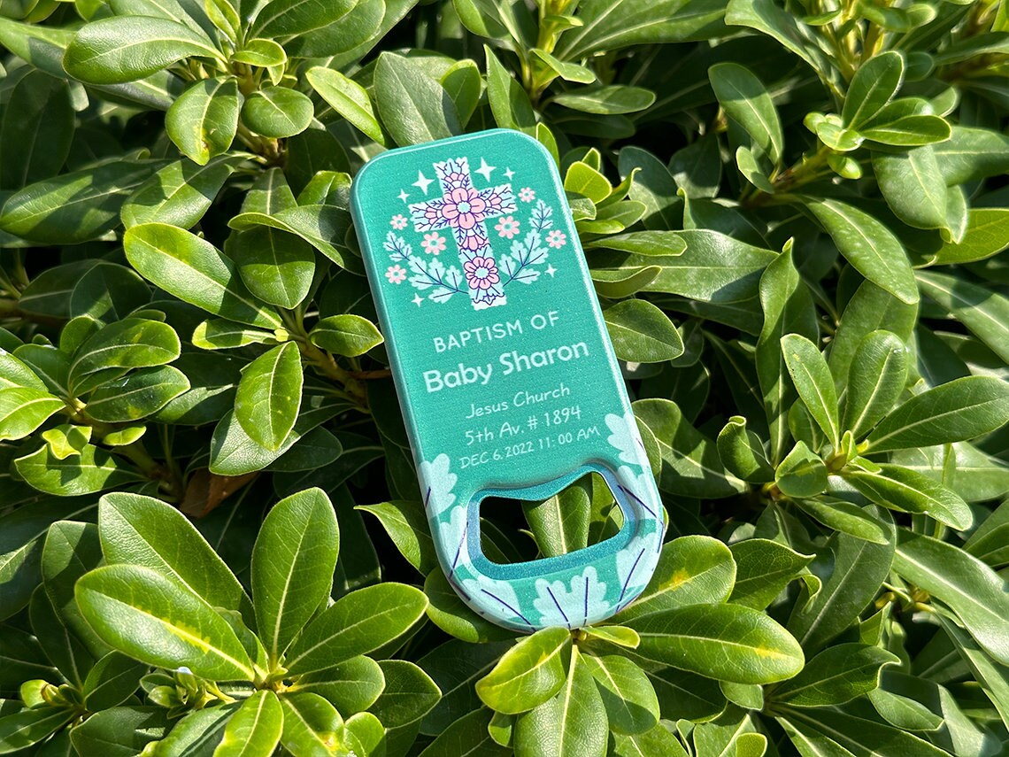 Custom Baptism Themed Bottle Openers Customizable Etsy