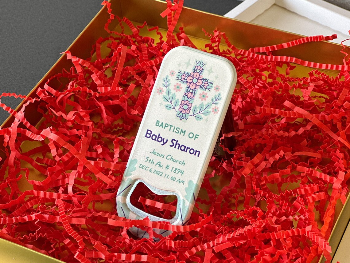 Custom Baptism Themed Bottle Openers Customizable Etsy