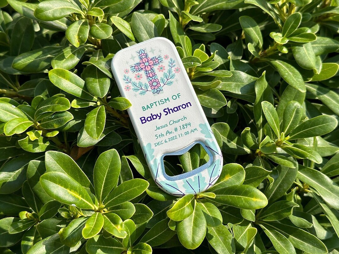 Custom Baptism Themed Bottle Openers Customizable Etsy