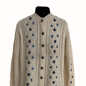 Handknit Trachten cardigan with embroidery, size L