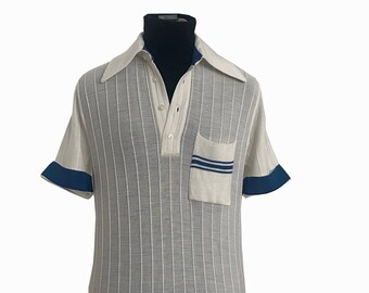 Vintage Mens knit Poloshirt with pocket, St. Michael Brand