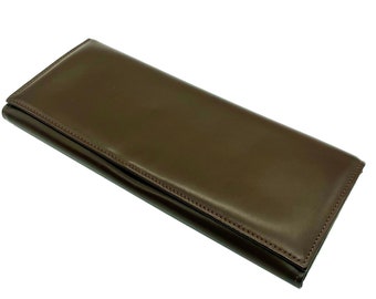 Vintage 60s chocolate brown leather clutch